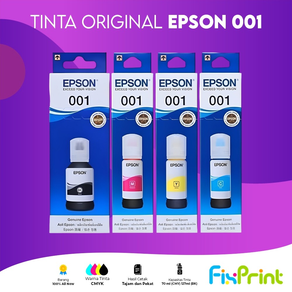 FixPrint Tinta Epson 001 CMYK Original Printer L4150 L4160 L6160 L6170 6190