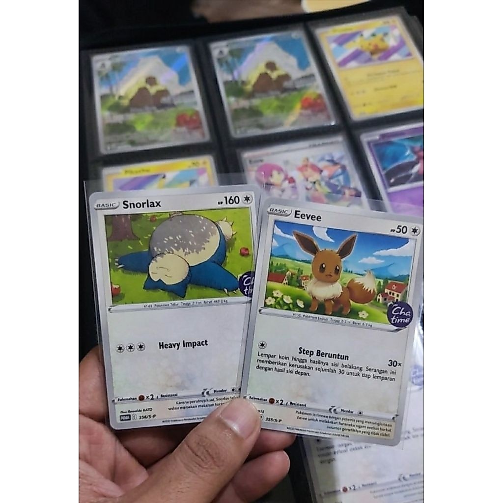chatime promo card pokemon eevee & snorlax