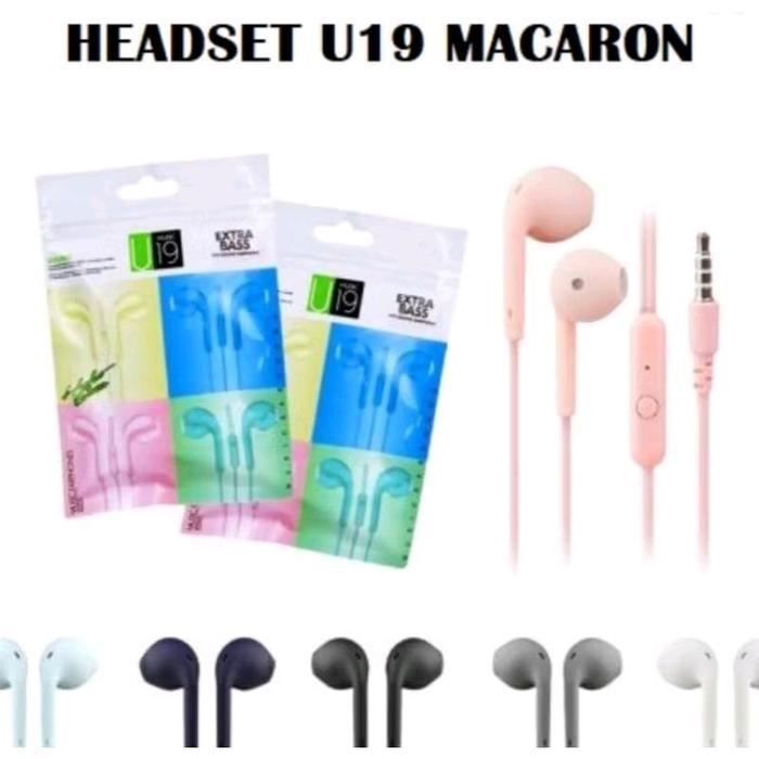 1 PCS headset stereo murah U19 Macaron extra bass Earphone - U19 Hitam