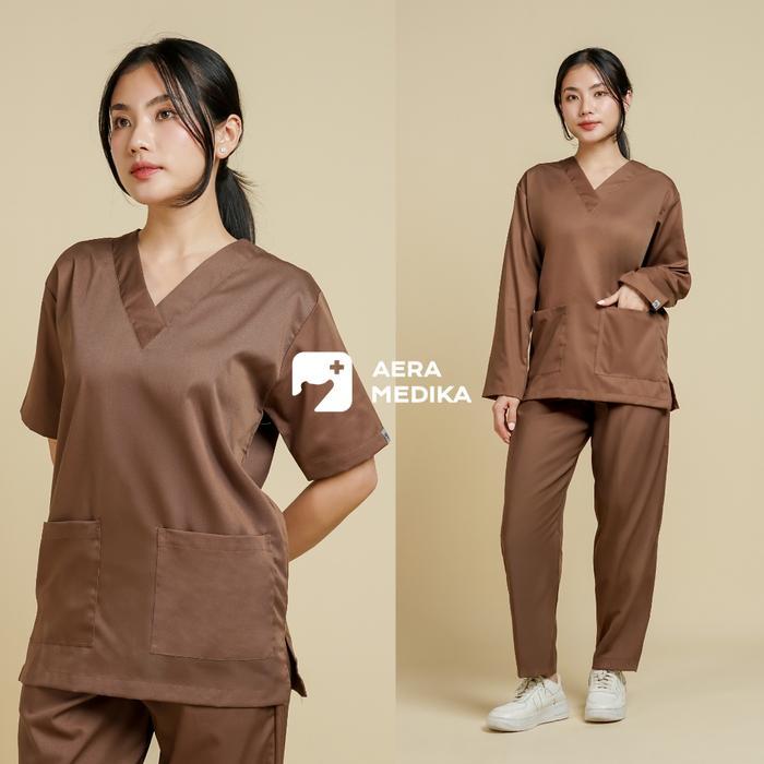 AERAMEDIKA - XXL Basic Scrub SET BAJU JAGA / Seragam OKA / SCRUB Medis Seragam Klinik Celana Panjang