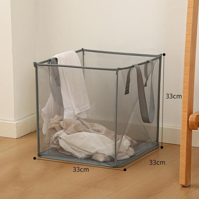Keranjang Laundry Bag Tempat Baju Pakaian Kotor Tas Cucian Laundry Basket Lipat Serbaguna - Grey-1 T