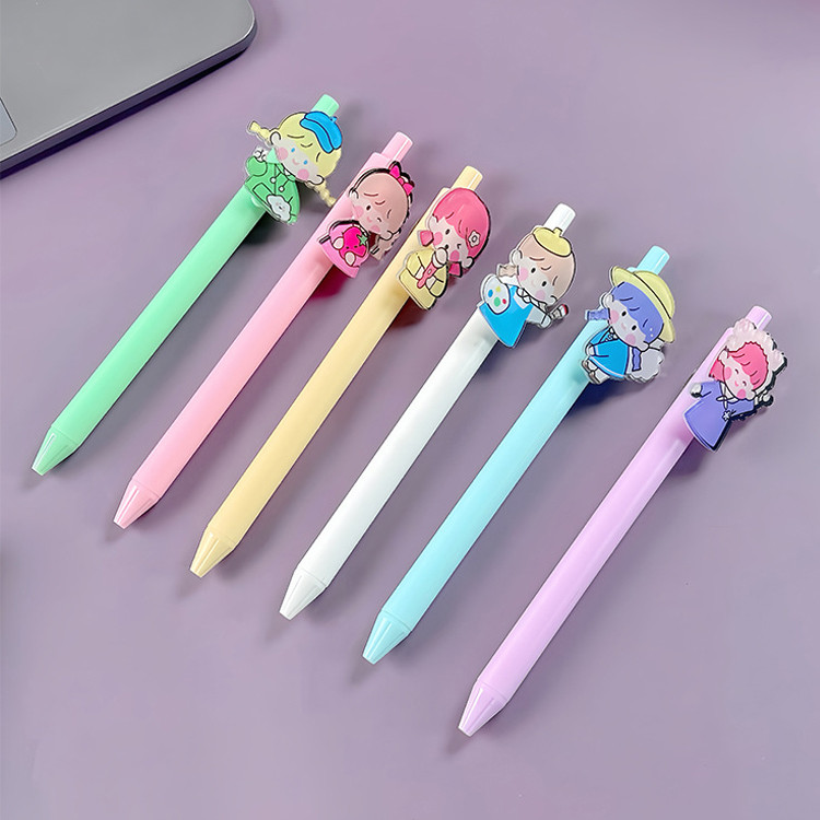 

-SS- PULPEN GEL MEKANIK KARTUN 0,5 MM ISI 4 PCS WARNA PASTEL KAWAII TINTA HITAM