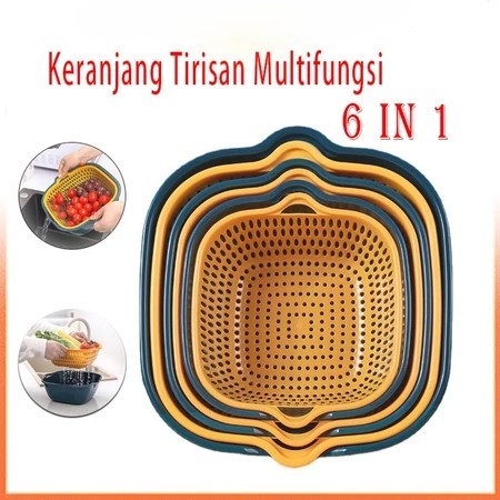 Baskom Set Tempat Tirisan Sayuran Double Layers - Keranjang Saringan Serbaguna Cuci Buah Sayur