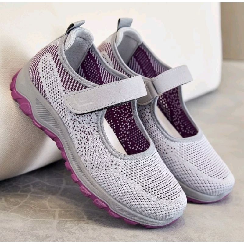 SOLWAY Sepatu Sandal Wanita Rajut Strap || Sepatu Sendal Cewek Kasual Sandal Santai Jalan Anti Licin