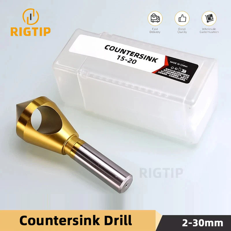 

RIGTIP Deburring Chamfering Cutter Countersink Drill Bits Titanium Coated Smooth Hole Metal 90 Degree 1PCS