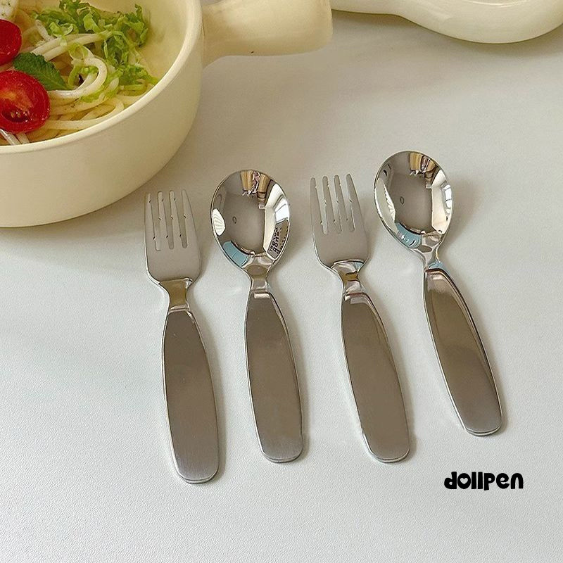 Sendok Garpu Anak Stainless / Sendok Set Anak Stainless/Sendok Garpu Anak Pegangan Pendek Sendok Mak