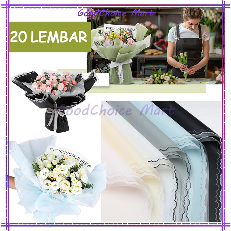 

20 Lembar Flower Wrapping Paper Varian List Cloud Awan Frame Transparan/Kertas Buket Bunga Cellophane Florist Kertas Kado