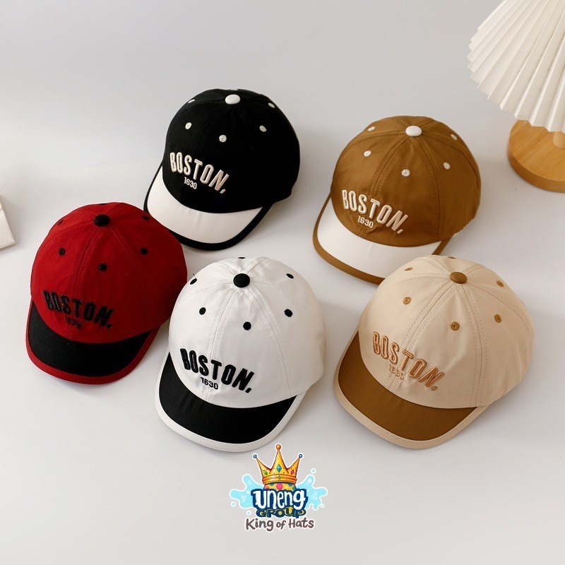 Topi Bayi Anak Model Baseball BOSTON LUCKY BEAR HAPPY Umur 5 Bulan - 3 Tahun Bahan Katun COD