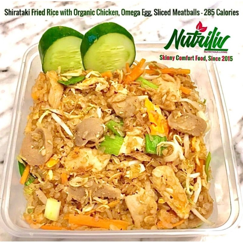 

Shirataki Fried Rice - Organic Chicken, Omega Eggs, Meatballs - 285 Cals
