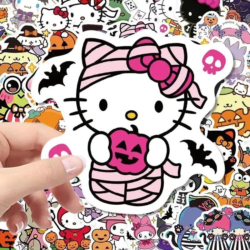 

50PCS Sanrio Halloween Hello Kitty Kuromi Stickers Notebook Water Cup Mobile Phone Shell Refrigerator Luggage Stickers Wholesale