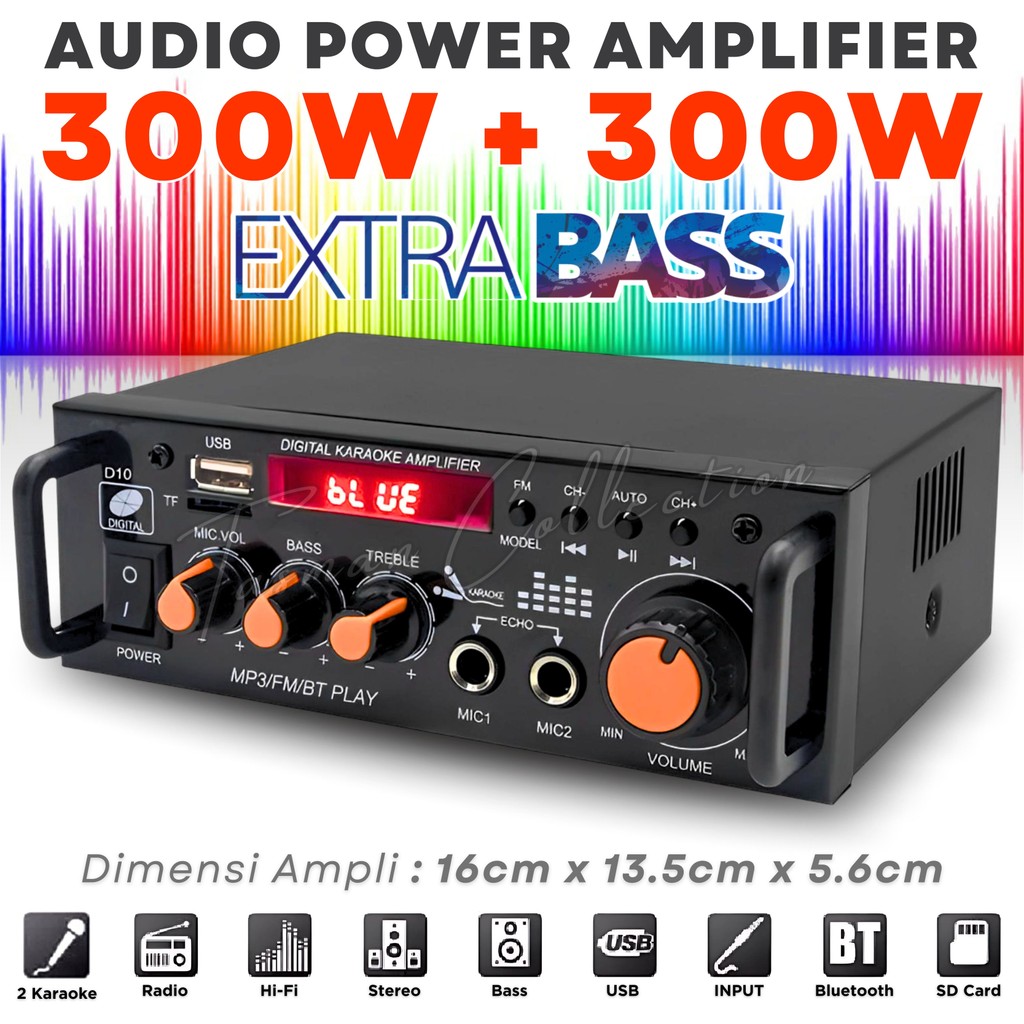 Terlaris Audio Amplifier FLECO BT-296 Fitur Komplit Bluetooth / Karaoke / USB / SD Card / Radio FM /