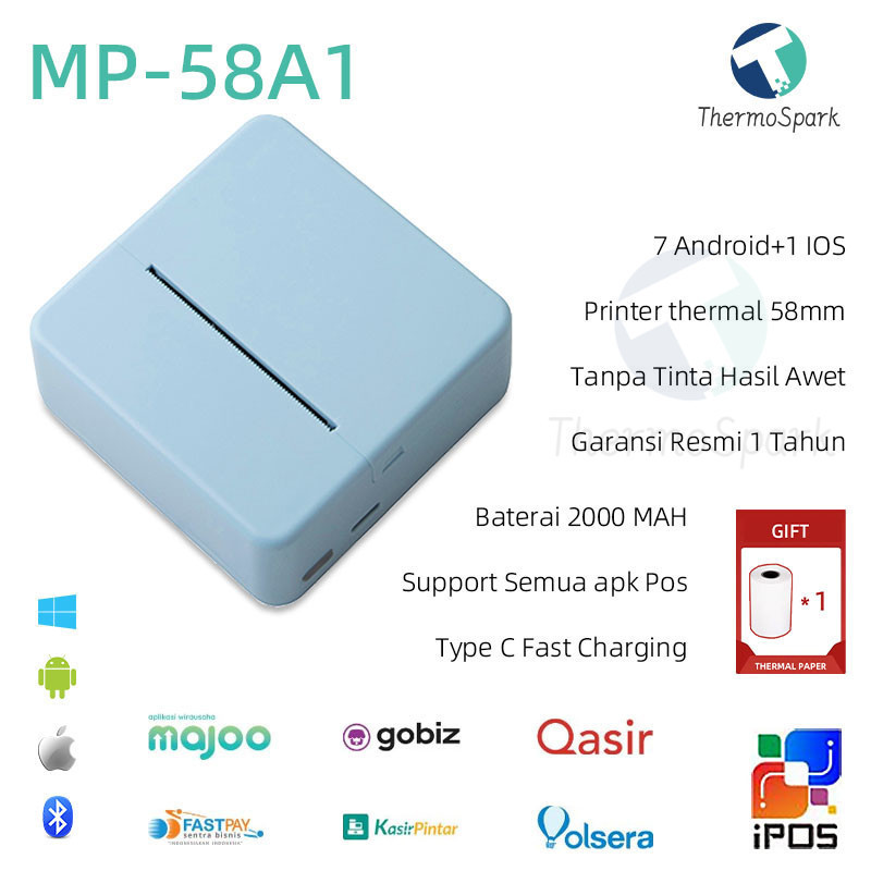 

Mini Portable Thermal Printer Pocket Printer Bluetooth Android IOS Phone Picture Printer