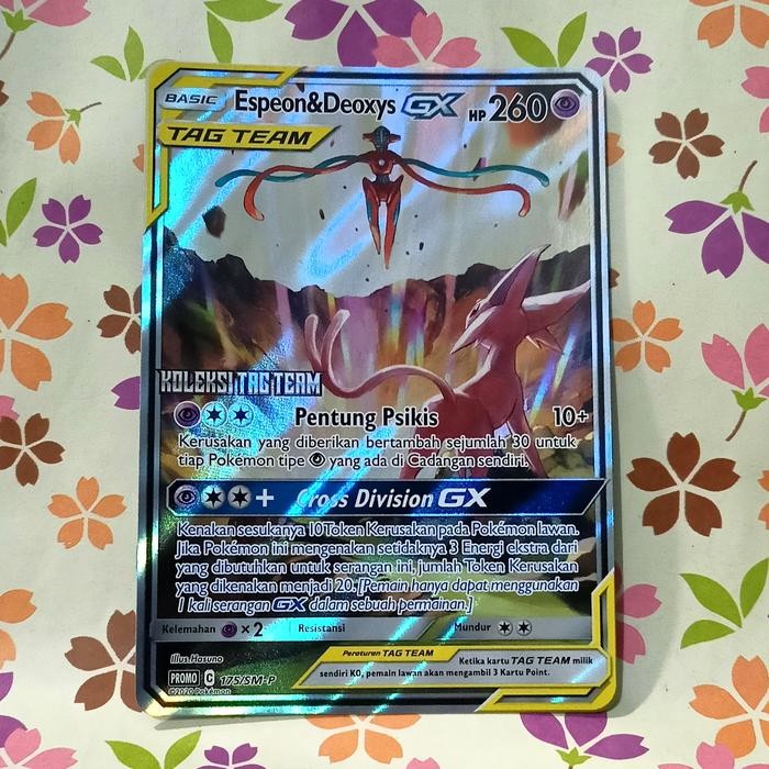 espeon & deoxys tag team GX RR promo 175/SM-P pokemon tcg indonesia
