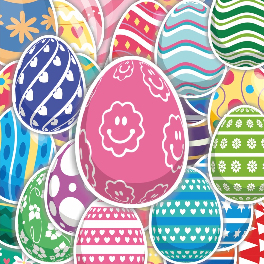 

100PCS Lucu Stike Colorful Easter Eggs [Telur Paskah Berwarna-warni] Stiker Aesthetic Stiker Anti Air Stikers Berperekat Waterproof sticker decal buat Motor Helm Buku Journal Koper Casing HP Laptop Botol Minum Hadiah anak