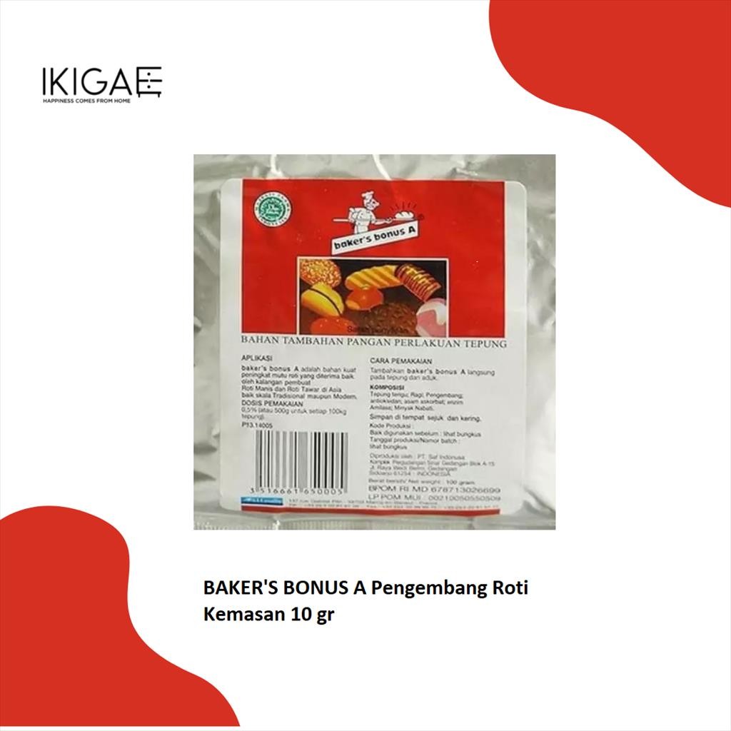 

BAKER`S BONUS A / CAMPURAN TEPUNG PENGEMBANG ROTI 10 GR