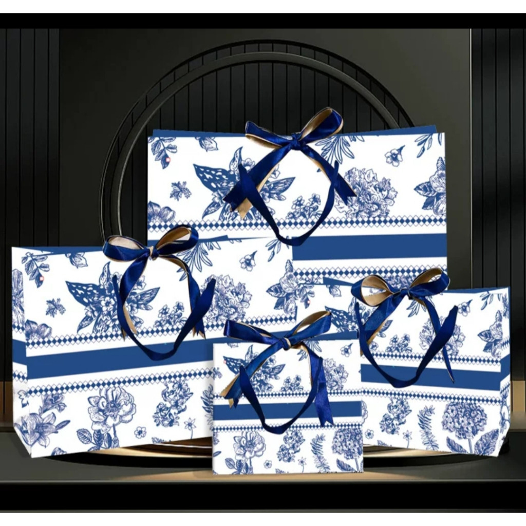 

PAPERBAG TAS KADO HAMPERS GOODIEBAG BLUE LINE GIFT WEDDING BAG TEBAL PREMIUM PITA