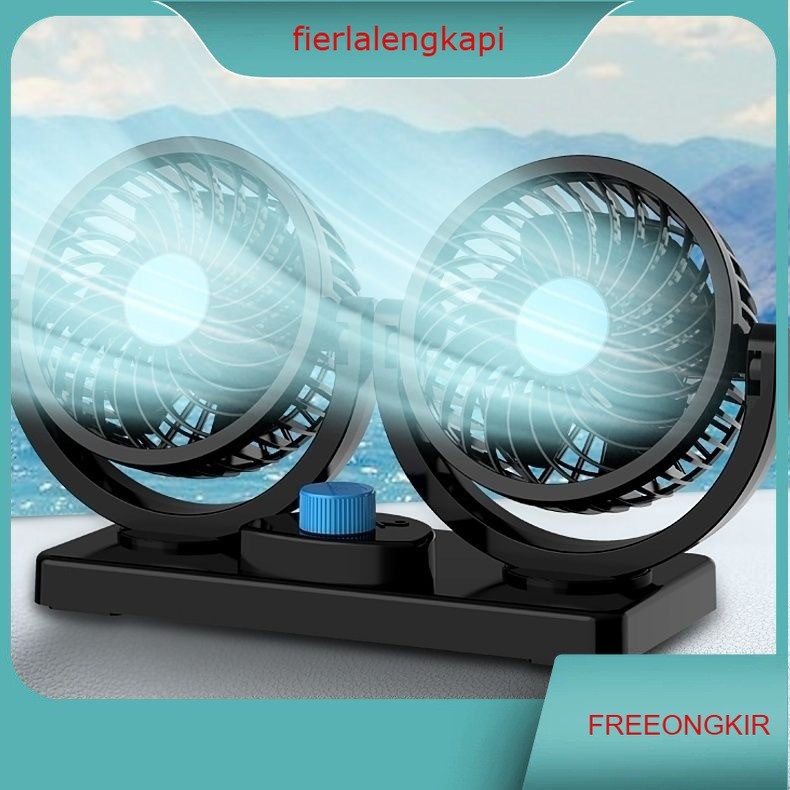 Kipas Mobil Portable/Double Fan Head - Kipas Mobil/Kipas Mobil 12/24 Volt Double Fan