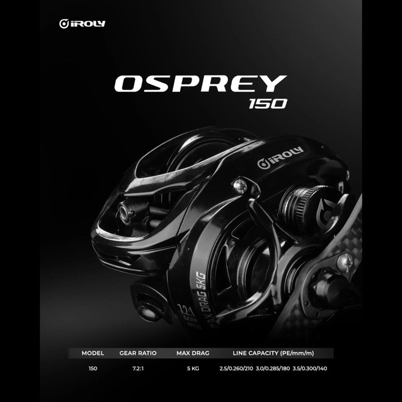 REEL BC IROLY OSPREY 80 | OSPREY 150 DRAG CLICKER AIR CARBON BODY MAGNETIC CENTRIFUGAL BREAKE SYSTEM