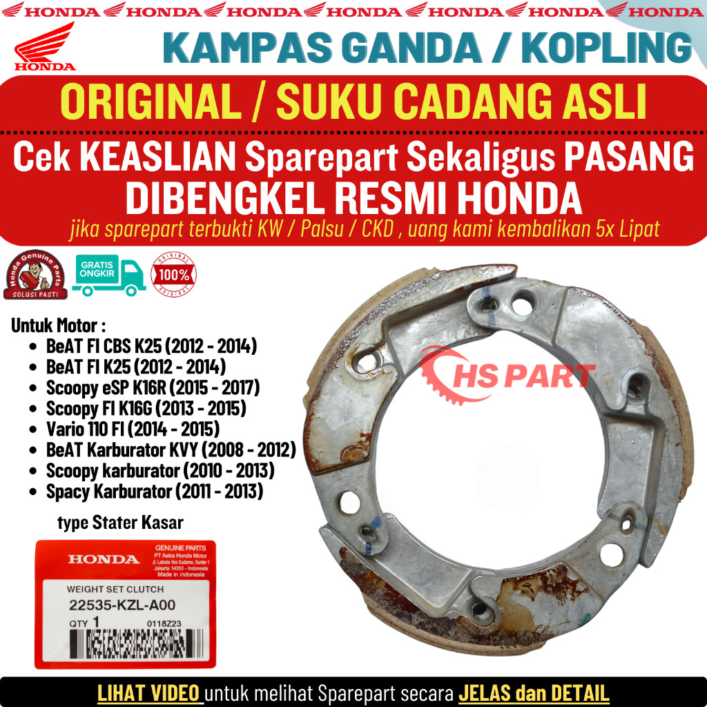 Kampas Ganda Otomatis Kopling Beat Karbu Original Scoopy Karbu Spacy Fi Beat Fi Original Stater Kasa