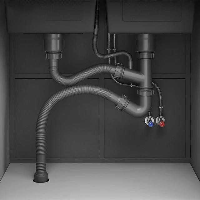 

Afur Selang Pembuangan Bak Cuci Piring 2 Lubang Over Flow Hitam / Selang Kitchen Sink Hitam