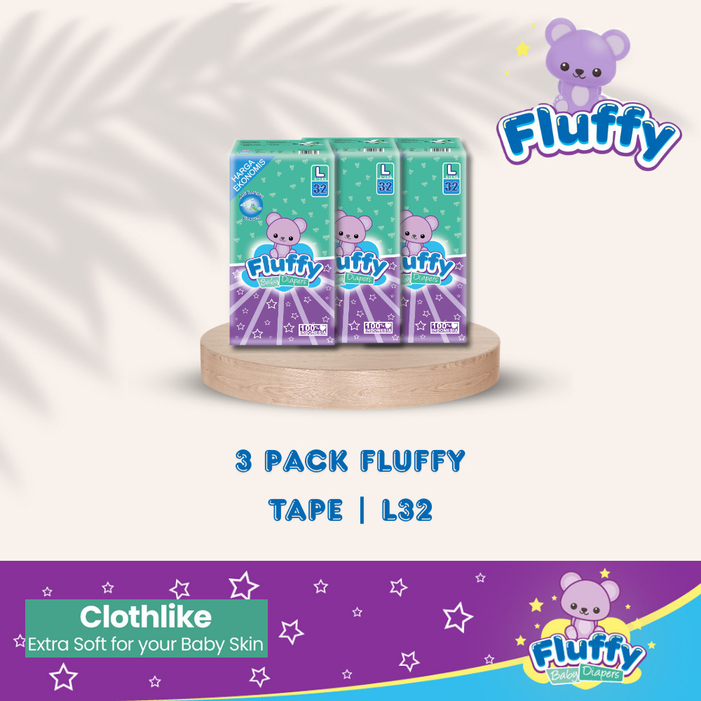 Fluffy Popok Bayi Tipe Perekat L96 - L32 x 3 Pack