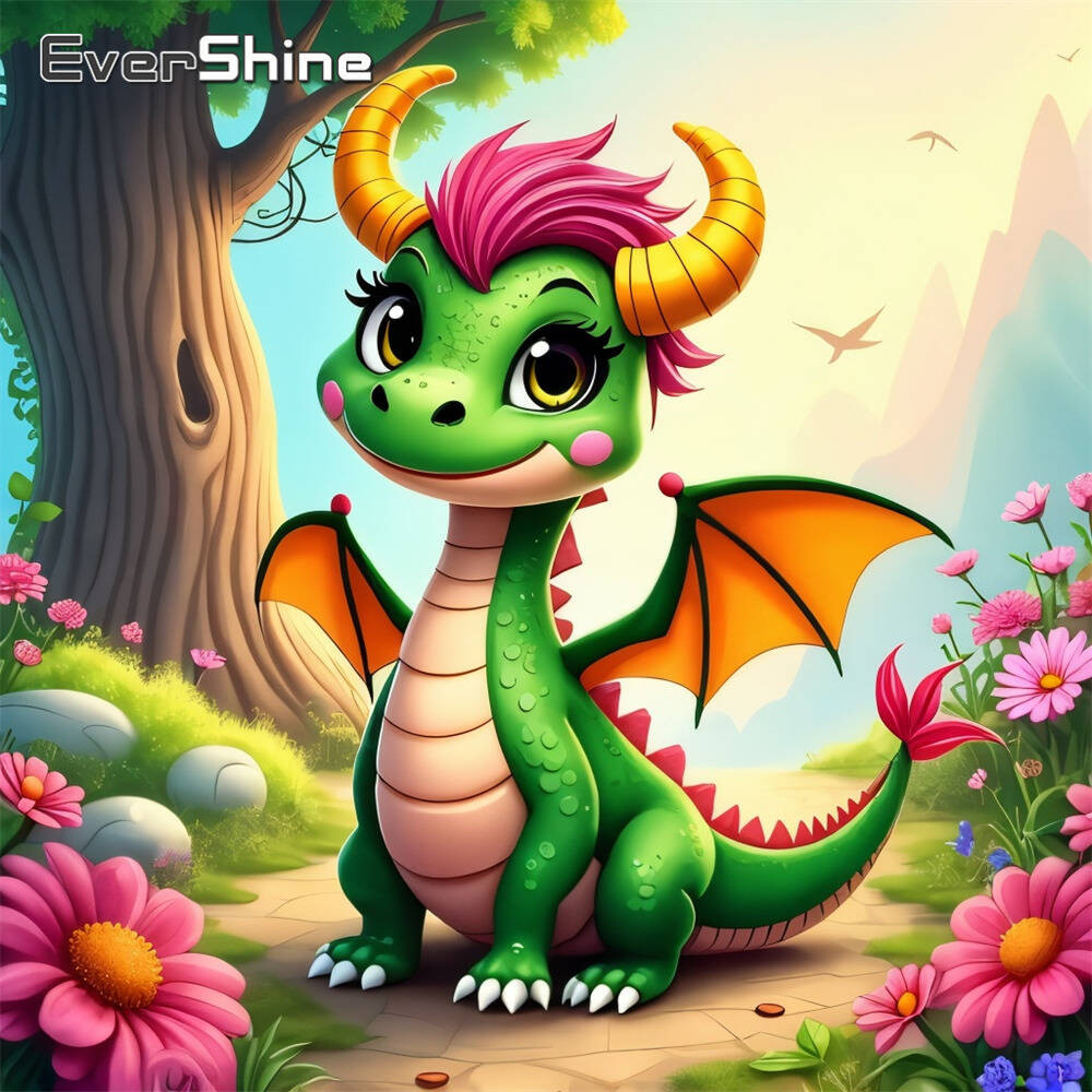 Evershine 5D DIY Diamond Painting Dinosaur Animal Picture Of Rhinestones Diamond Mosaic Dragon Carto