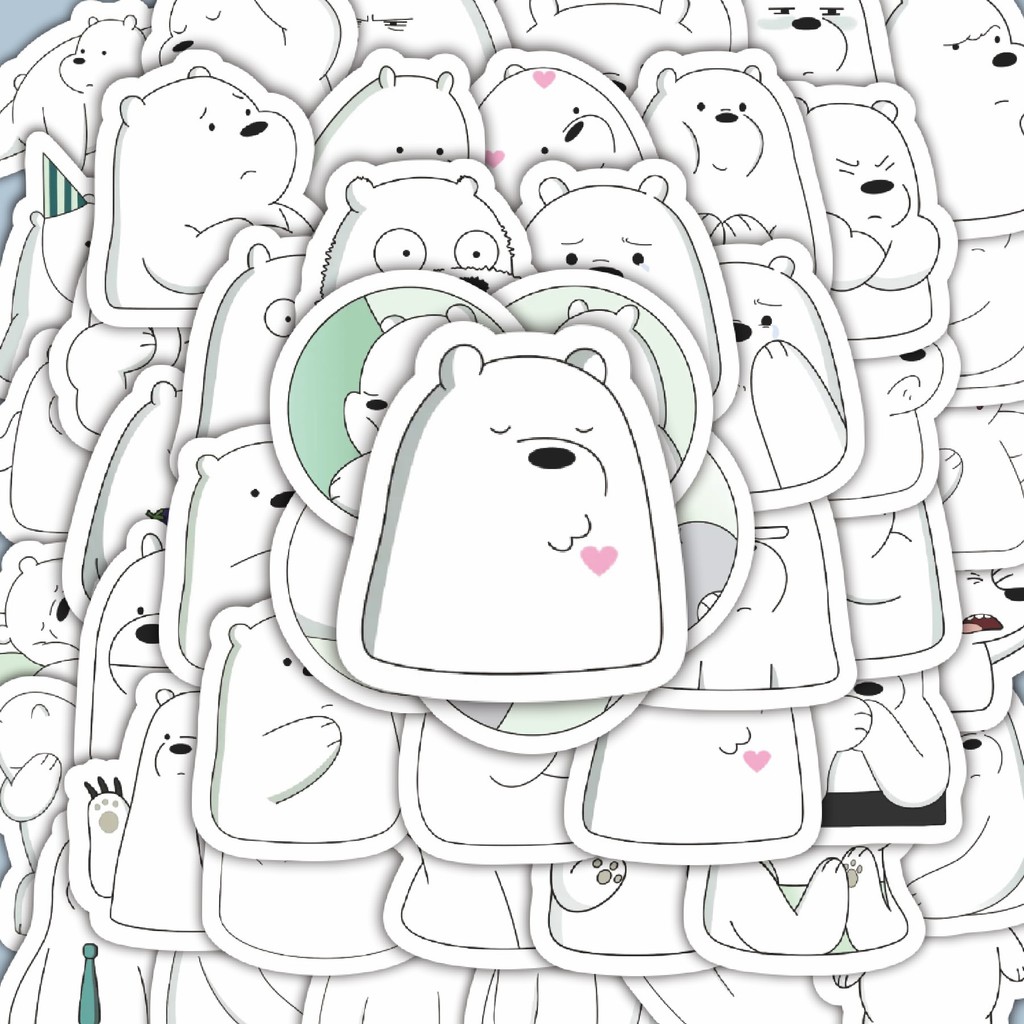 

100PCS Lucu Funny Character We Bare Bear The Ice Bear Only Stiker Aesthetic Stiker Anti Air Stikers Berperekat Waterproof sticker decal buat Motor Helm Buku Journal Koper Casing HP Laptop Botol Minum Hadiah anak