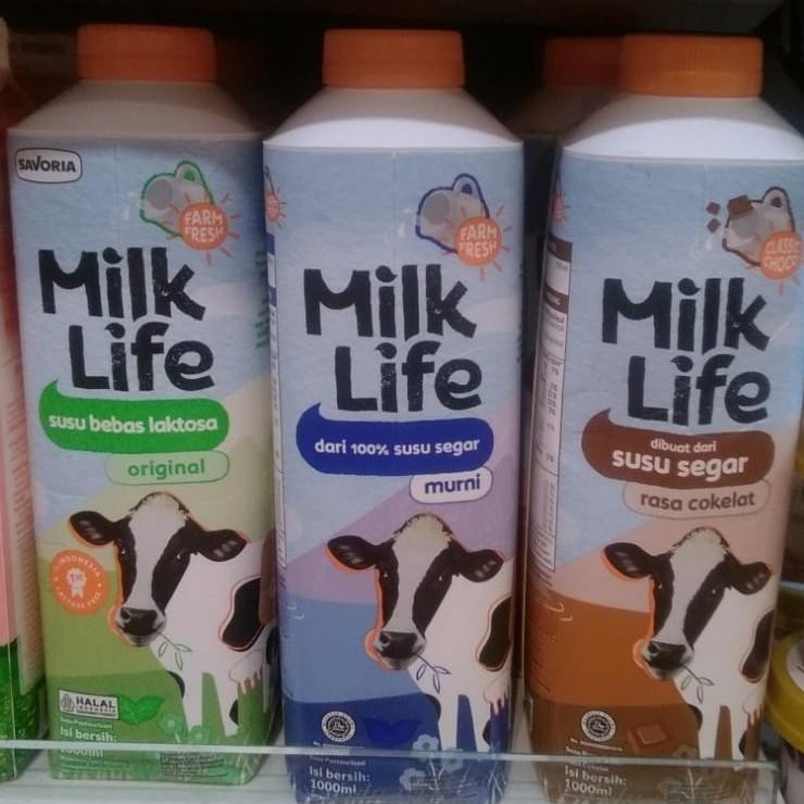 Milk Life Fresh Milk Susu 1000ml Rasa Original Lactose Free / Coklat / Pure / Lactose free Hazelnut