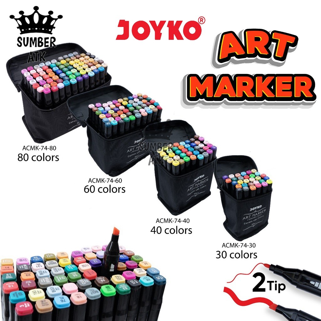

Art Marker Spidol Penanda Seni Berwarna Joyko ARMK-74 30 40 60 80 WARNA