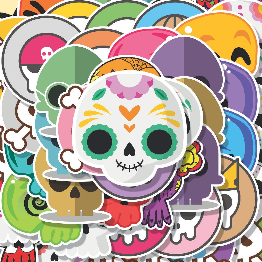 

100PCS Lucu Stiker Cute Skull [Tengkorak Lucu] Stiker Aesthetic Stiker Anti Air Stikers Berperekat Waterproof sticker decal buat Motor Helm Buku Journal Koper Casing HP Laptop Botol Minum Hadiah anak