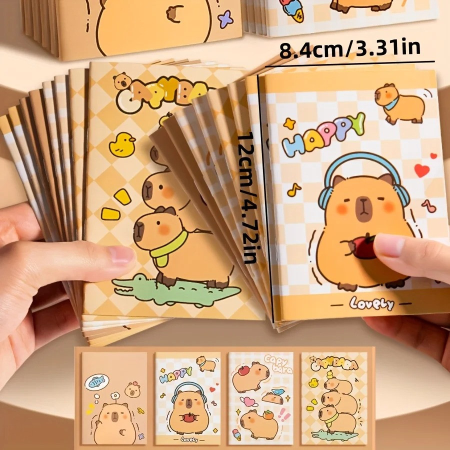 

10 Pcs Kawaii Mini Capybara Notebook Mixed Cute Pocket Notebook Journals Diary Planning Memo Notepad Fun Cartoon Stationery Gift
