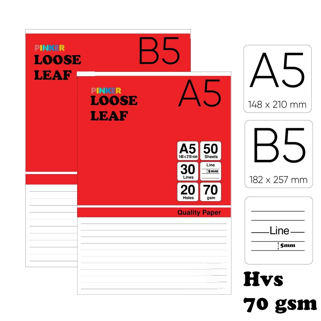 

Loose Leaf Kertas Isi File Binder Plain Dotted Grid HVS 70gsm