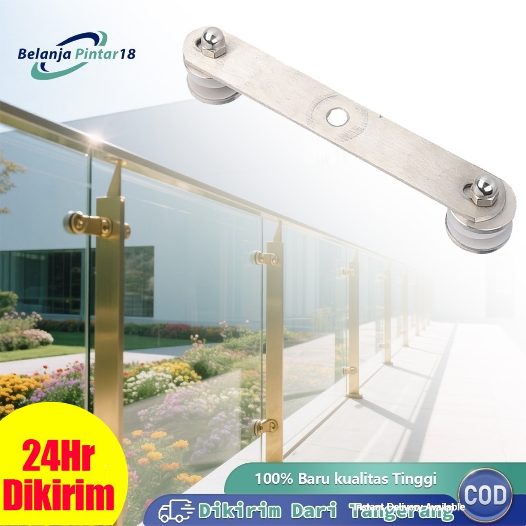 Penjepit Kaca Strip Double Jepit Kaca Stainless Tiang Railing Tangga Kaca Ambalan Sayap Plat