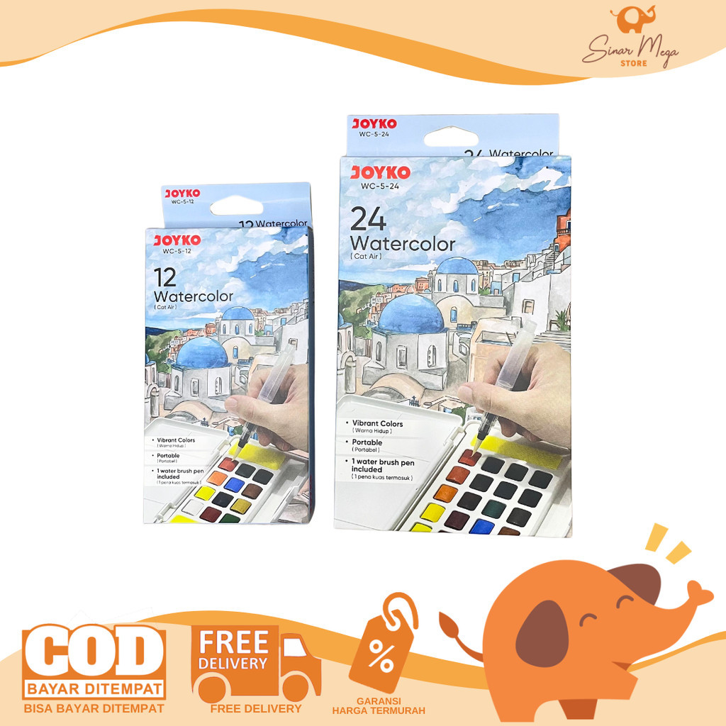 

Joyko Water Color Cat Air WC-5 | Watercolor Set 12 Warna 24 Warna