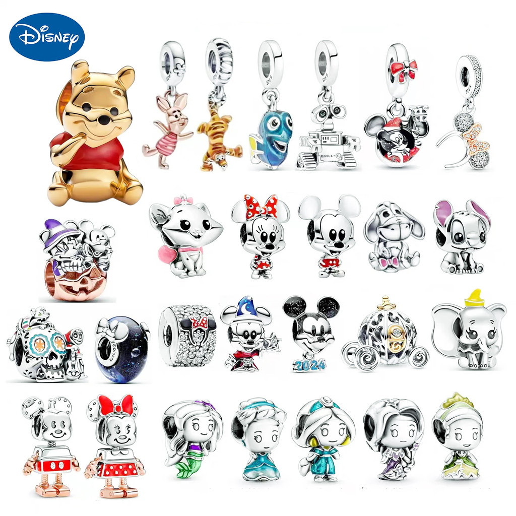 925 Silver DIY Beads Jewelry Charms Bracelet Mickey Minnie Princess Pumpkin Stitch Spiderman Marvel 