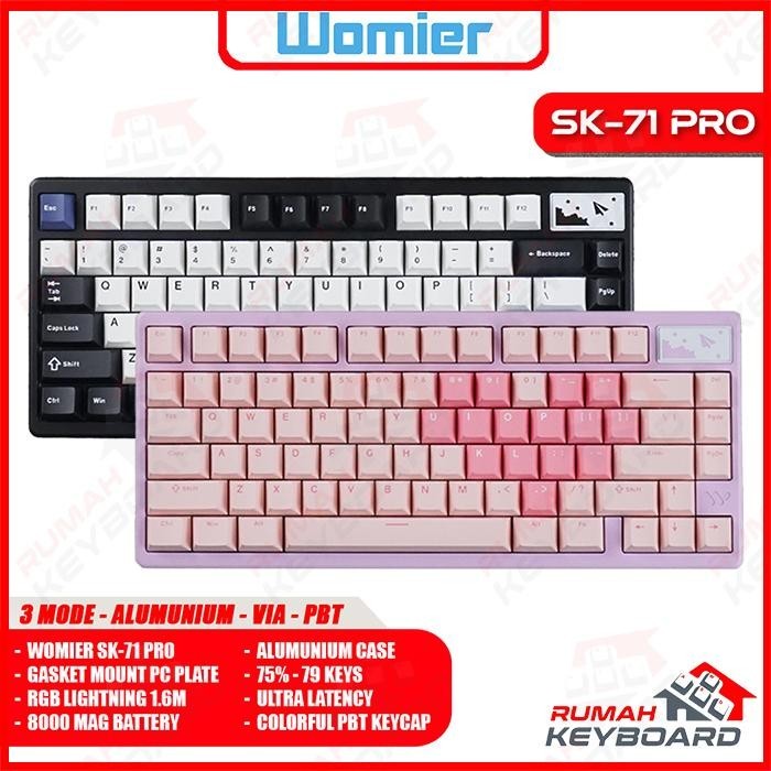 WOMIER SK71 PRO - 3 Mode - 79 Keys - Alumunium - VIA - Gasket - South Face - Mechanical Keyboard