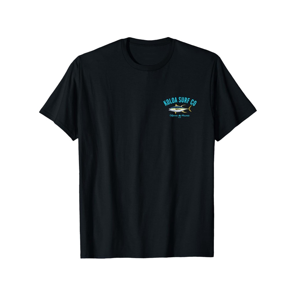 Kaos Pria Logo Koloa Surf Ikan Tuna Sirip Kuning - Kaos Kasual Laut Nyaman, Katun 180gsm, Lengan Pen