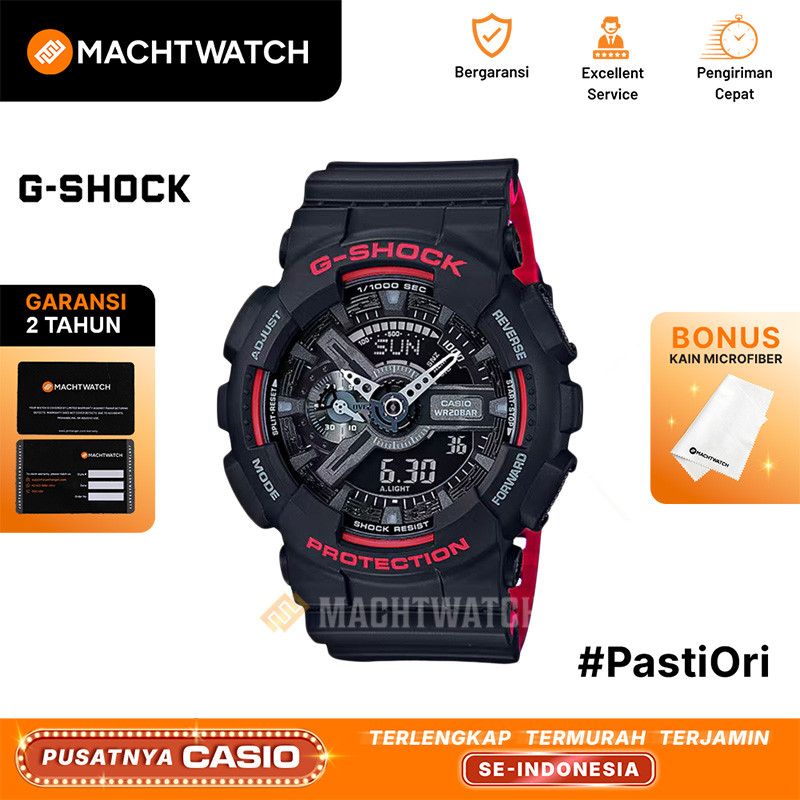 Jam Tangan Pria Analog Digital Casio G-Shock GA-110HR-1ADR GA-110HR GA110HR Black And Red Series Bla