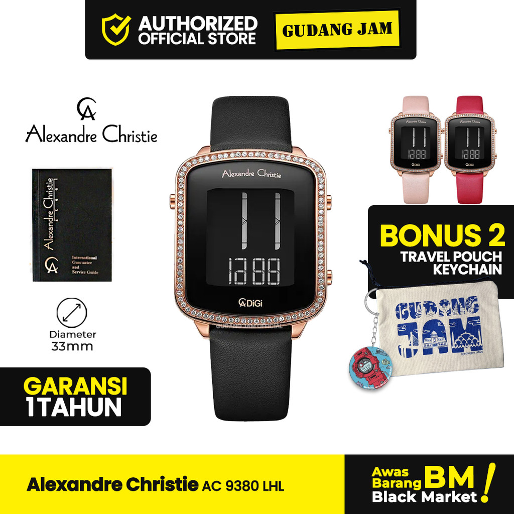Jam Tangan Wanita Alexandre Christie AC 9380 LHL Digital Leather Strap