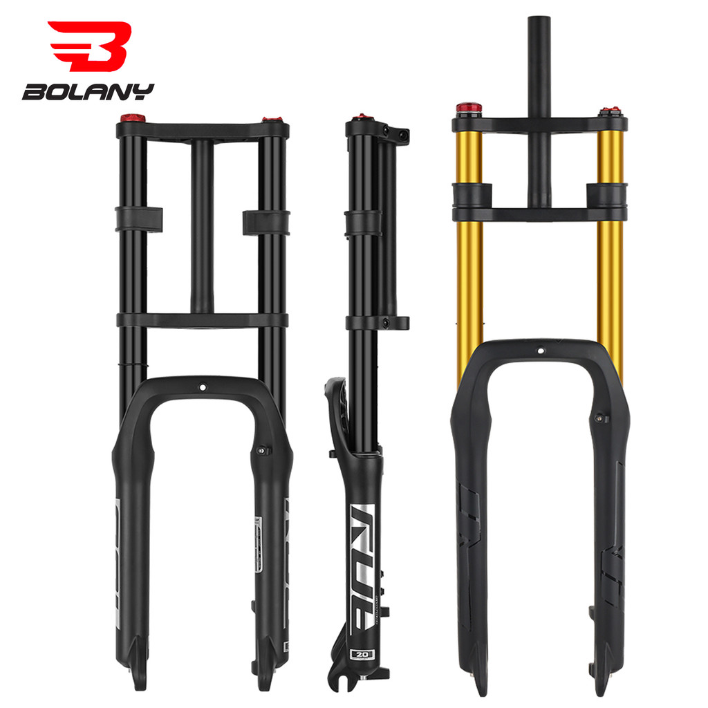 BOLANY Air Supension Fork Double Shoulder Snow Front Fork 20*4.0inch / 26*4.0 inch MTB Fork QR 9x130