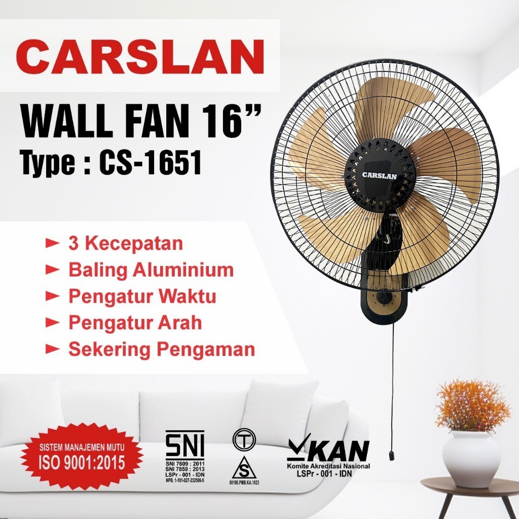Kipas Angin Tornado Wallfan/ Kipas Dinding Tornado 16inch Carslan CS-1651 kip as