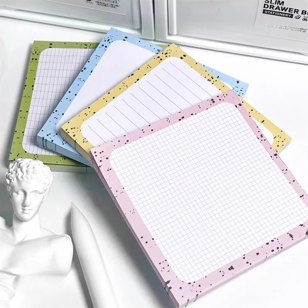 1set INS Style Cream Splash Ink Sticky Note Pads Cream Aesthetic Study Planner Notebook Sticky Pads 