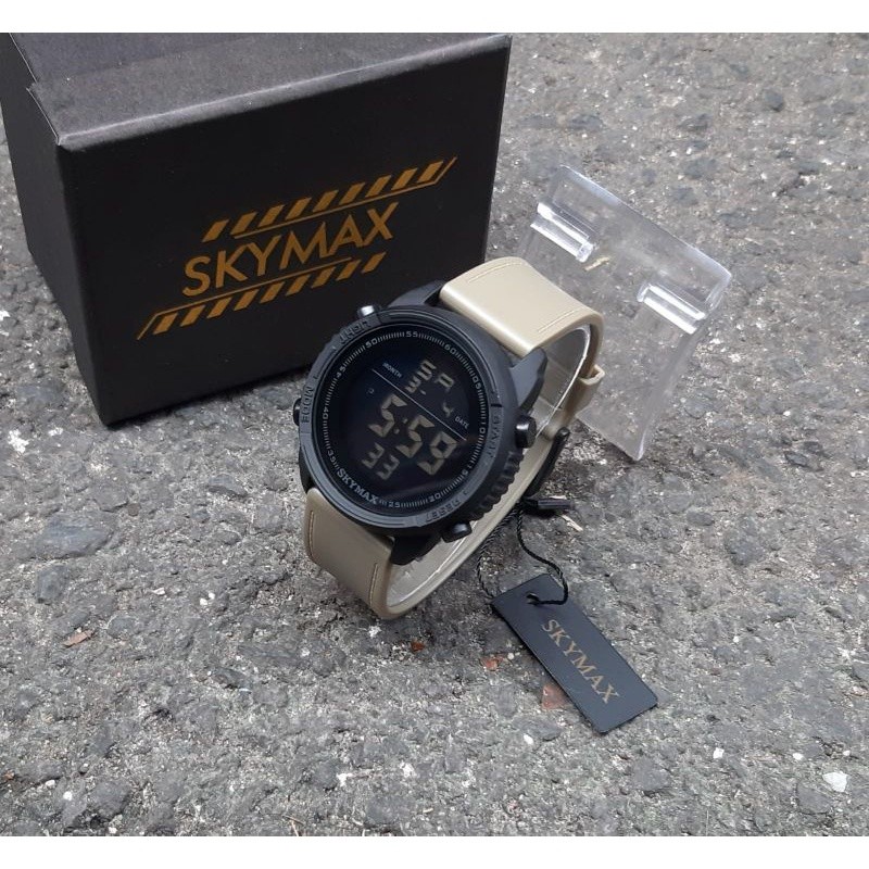 ORI [Skymax ID] jam tangan pria SKYMAX 2222 Tali Rubber Brown Digital Original 10.10