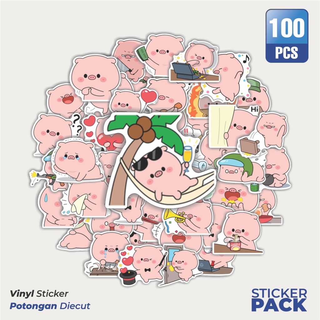 

Waterproof Aesthetic- Untuk Laptop, Motor, dan Helm - Paper Stationery Pack Stiker Baboy The Pig Dekorasi Lucu Kreatif untuk Notebook, Skateboard, HP