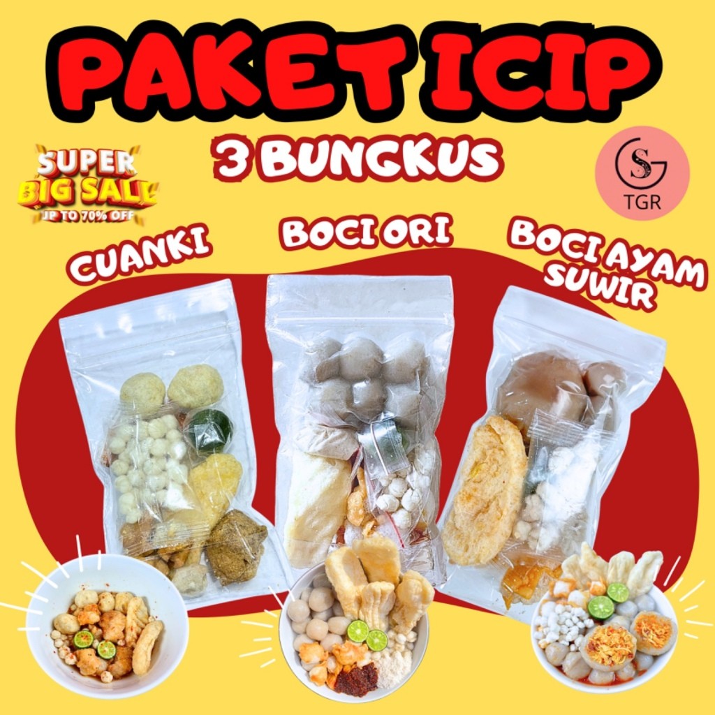 

JUAL [PAKET ICIP 3 BUNGKUS] Boci Ori,Cuanki Instan,Boci Ayam Ekonomis Av