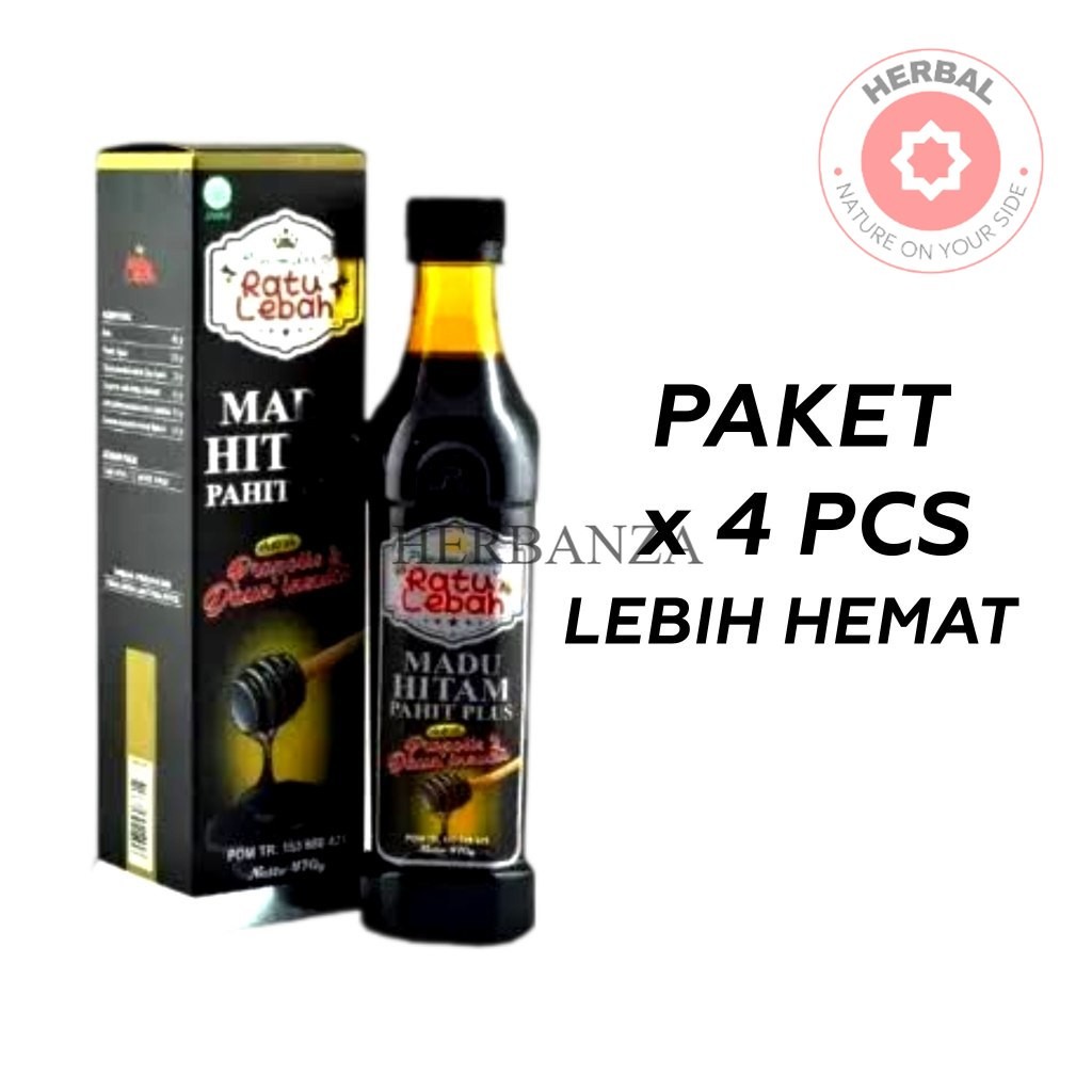 4 PCS Ratu Lebah Madu Hitam Pahit – Herbal Alami Propolis + Ekstrak Daun Insulin BPOM