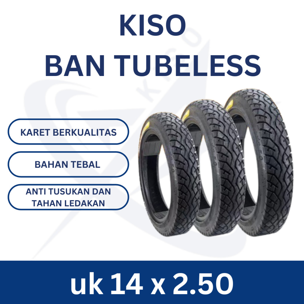 Ruli Moto Aksen KISO Ban Tubeless Ring 14x2.50 Sepeda Listrik Skuter Listrik Motor Listrik