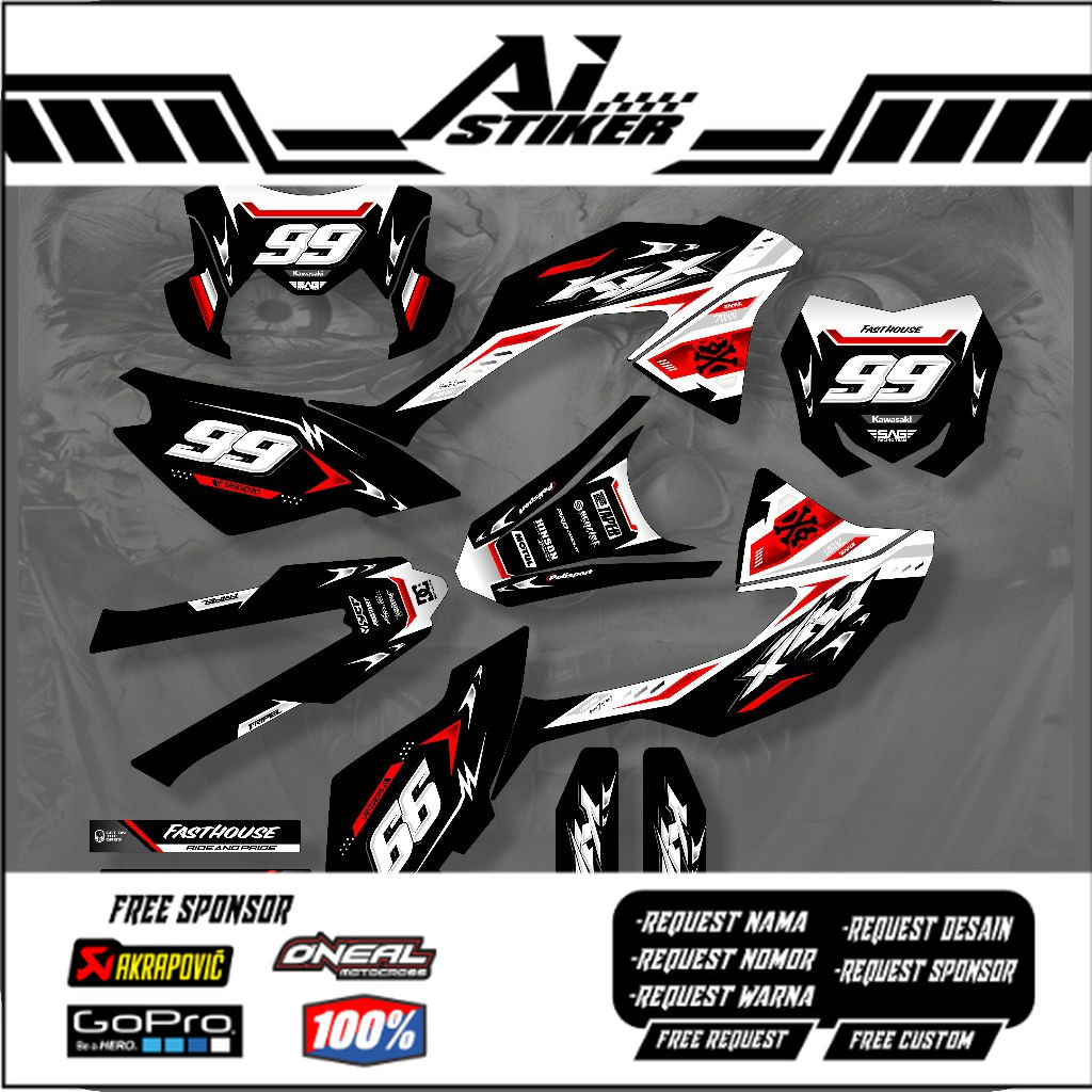 DECAL KLX BF PAPAN SPAKBOR RMZ 450/ORIAN - STIKER KLX BF FULL BODY