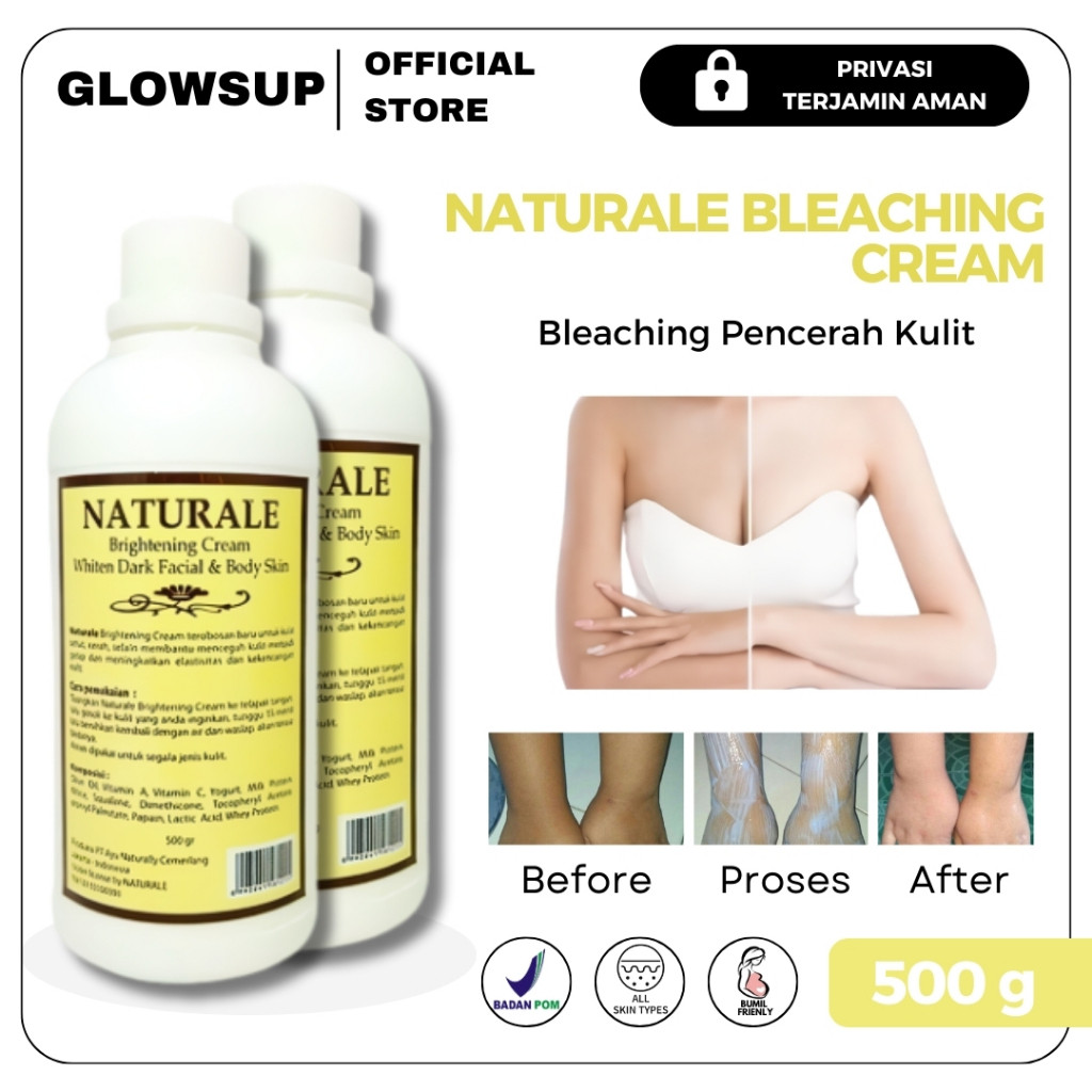 BLEACHING BADAN NATURALE 500gr BPOM PEMUTIH BADAN BLECHING BADAN PEMUTIH BADAN PERMANEN BODY CREAM