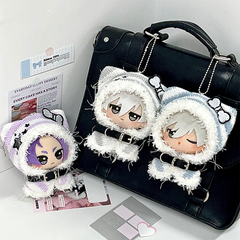 2025 New Babyring 10cm Striped Cape Cape Pendant10cm Cotton Dolls Cute Anime Peripheral Doll Clothes